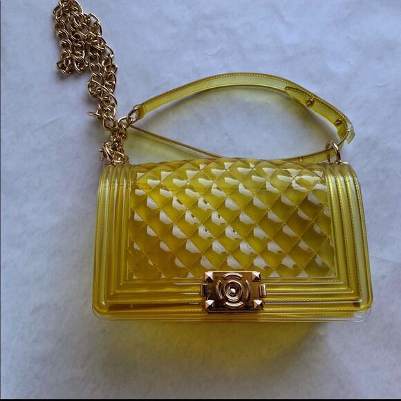 Yellow Diamond Pattern Crossbody Handbag - Picture 2 of 8